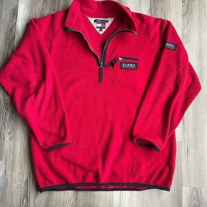 Vintage Tommy‎ Hilfiger Men's M 1/4 Zip Fleece Pullover Sweatshirt Red 90s Y2K